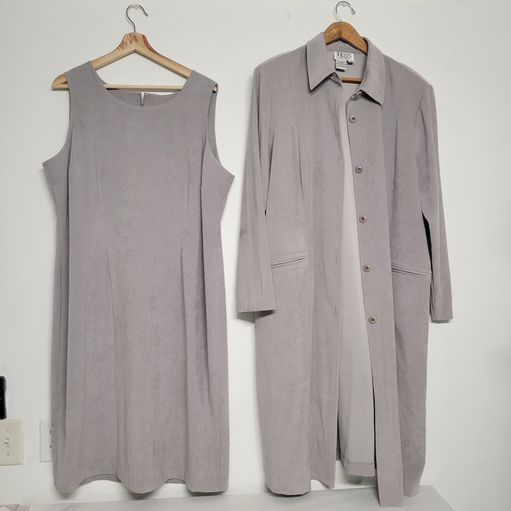 TESS dress Women's Gray Trench Coat and Dress Set